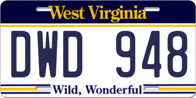 WV license plate DWD948