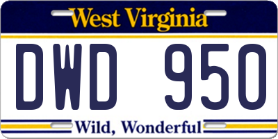 WV license plate DWD950