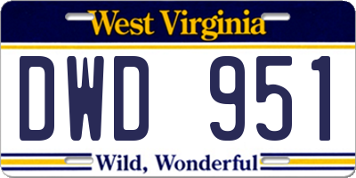 WV license plate DWD951