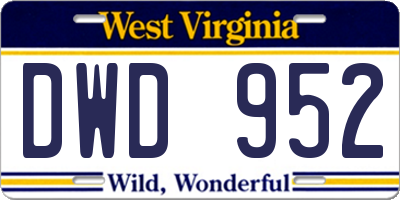 WV license plate DWD952