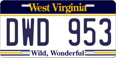 WV license plate DWD953