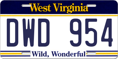 WV license plate DWD954