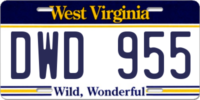 WV license plate DWD955
