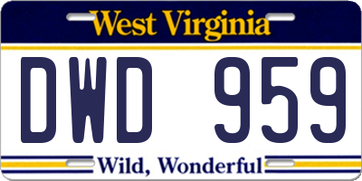 WV license plate DWD959