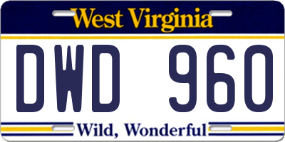 WV license plate DWD960