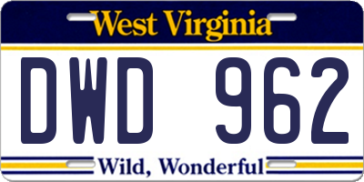 WV license plate DWD962