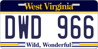 WV license plate DWD966