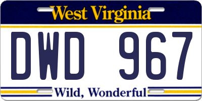 WV license plate DWD967