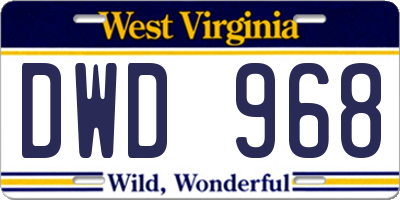 WV license plate DWD968