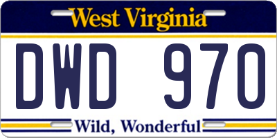 WV license plate DWD970
