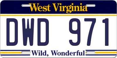 WV license plate DWD971