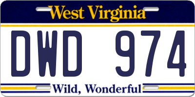 WV license plate DWD974