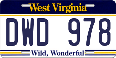 WV license plate DWD978