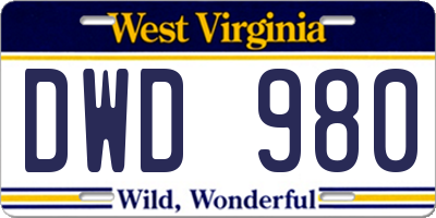 WV license plate DWD980