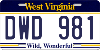 WV license plate DWD981