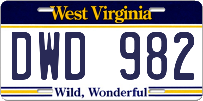 WV license plate DWD982