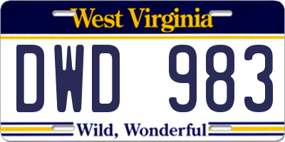 WV license plate DWD983