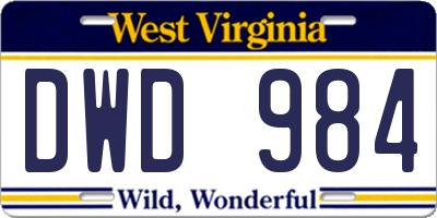 WV license plate DWD984