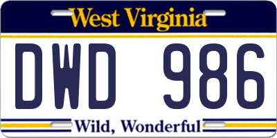 WV license plate DWD986