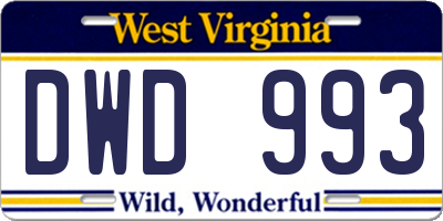 WV license plate DWD993