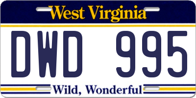 WV license plate DWD995