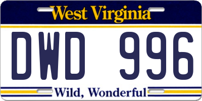 WV license plate DWD996