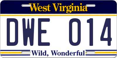 WV license plate DWE014