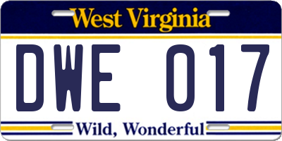 WV license plate DWE017