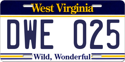 WV license plate DWE025