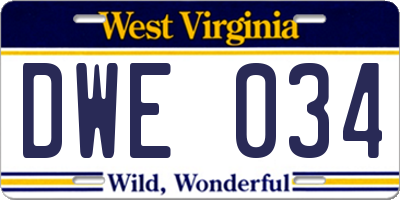 WV license plate DWE034