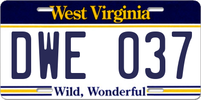 WV license plate DWE037