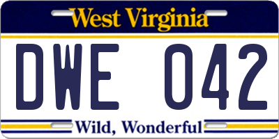 WV license plate DWE042