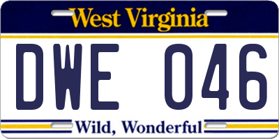 WV license plate DWE046