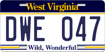 WV license plate DWE047