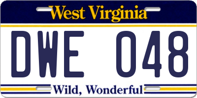 WV license plate DWE048