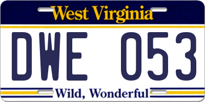 WV license plate DWE053