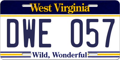WV license plate DWE057
