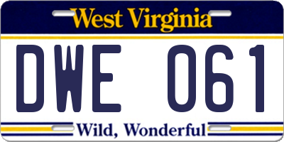 WV license plate DWE061