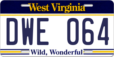 WV license plate DWE064