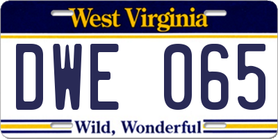 WV license plate DWE065