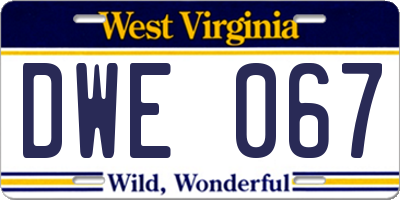 WV license plate DWE067