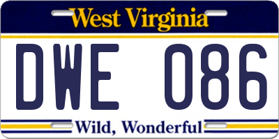 WV license plate DWE086