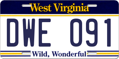 WV license plate DWE091