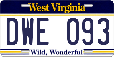 WV license plate DWE093