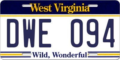 WV license plate DWE094