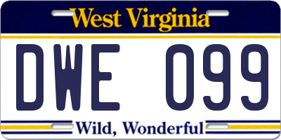 WV license plate DWE099