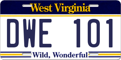 WV license plate DWE101