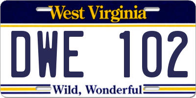 WV license plate DWE102