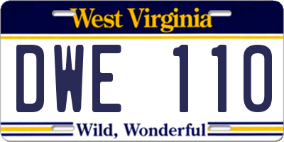 WV license plate DWE110