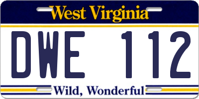 WV license plate DWE112